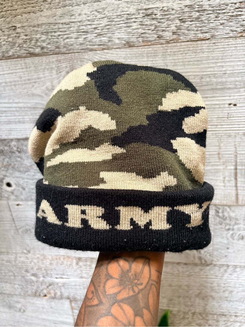 3/$30 | Camouflage "ARMY" Knit Winter Cap Beanie Hat Toque - Adult O/S